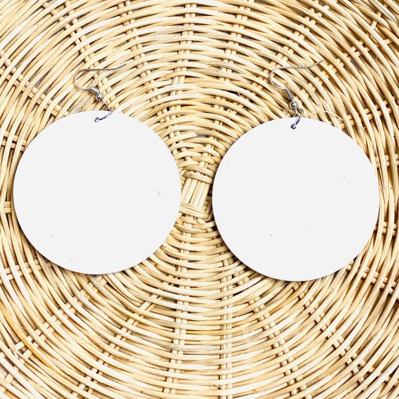 GROUNDED Painted Round Hanging Drop Earrings - Picture 4 of 4